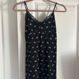 Black Butterfly Print Women's Nightgown